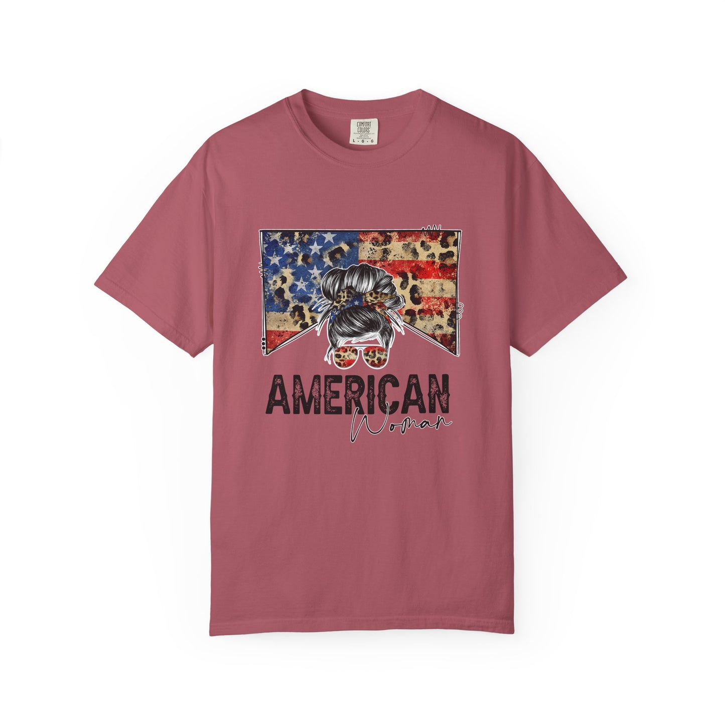 American Woman T-Shirt - Garment-Dyed, Patriotic Tee, Perfect for Independence Day, Gifts for Her, Casual Style