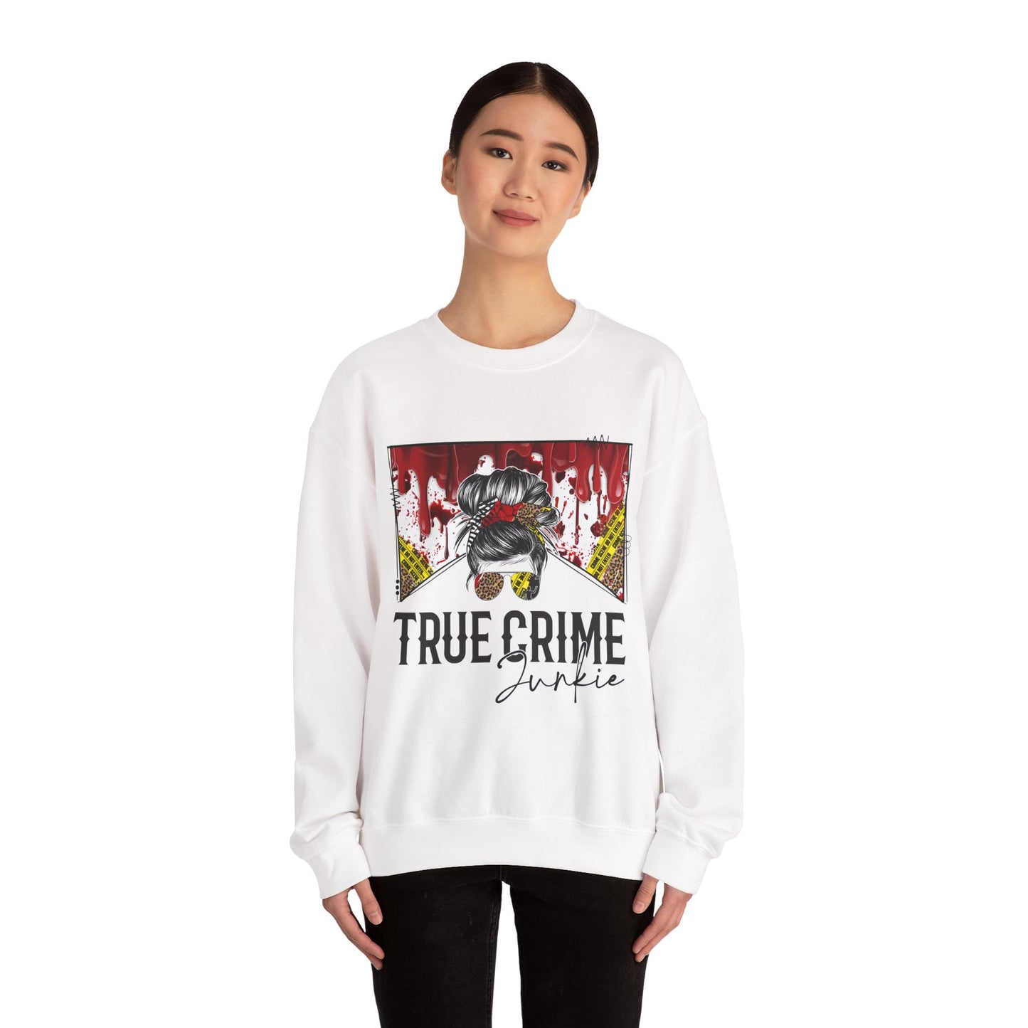 True Crime Junkie Sweatshirt, Cozy Apparel for Crime Lovers, Perfect Gift for True Crime Fans, Unisex Crewneck, Halloween, Casual Wear