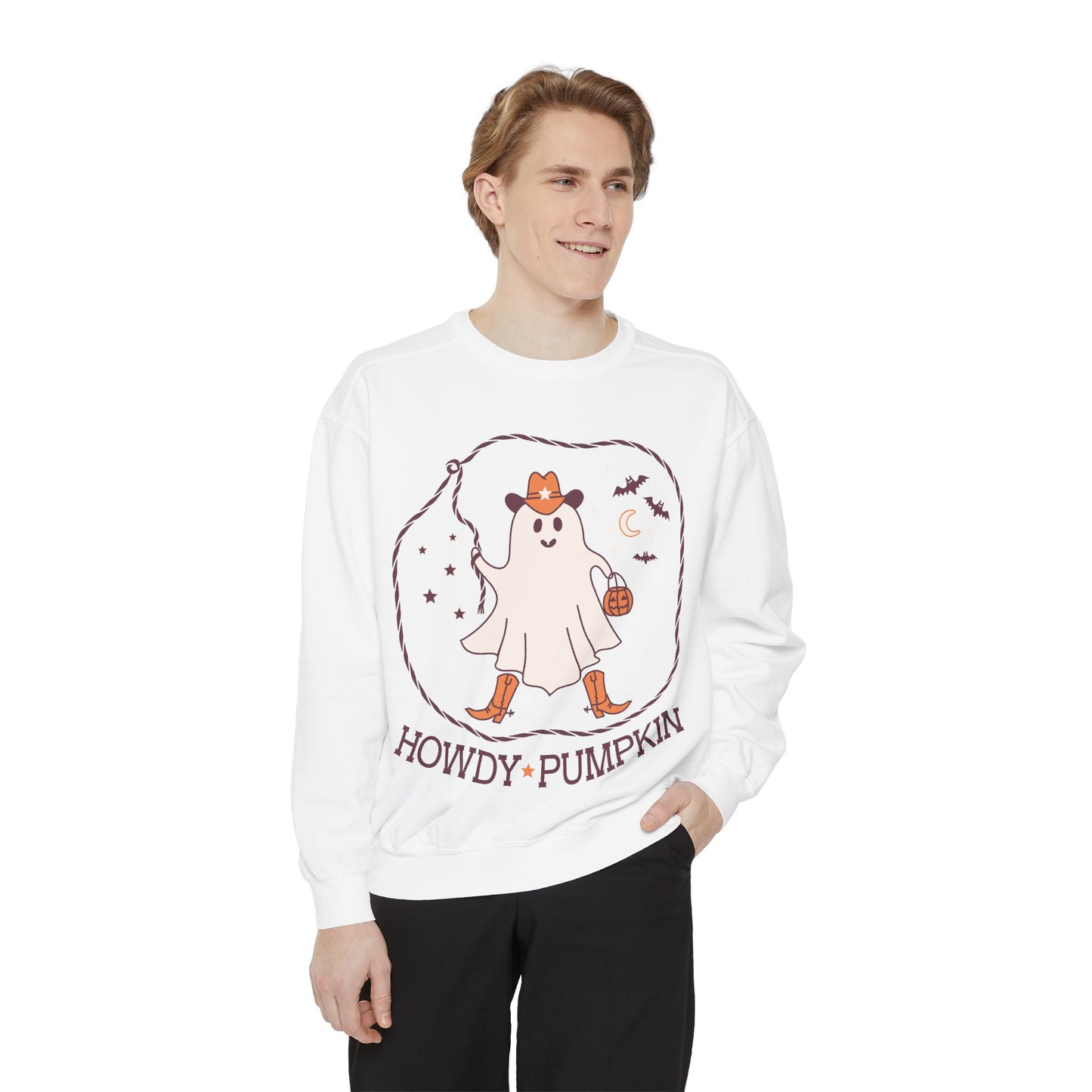 Howdy Pumpkin Unisex Sweatshirt - Cozy Halloween Apparel, Ghost Halloween Sweater, Fall Fashion, Spooky Season Gift | Halloween Crewneck