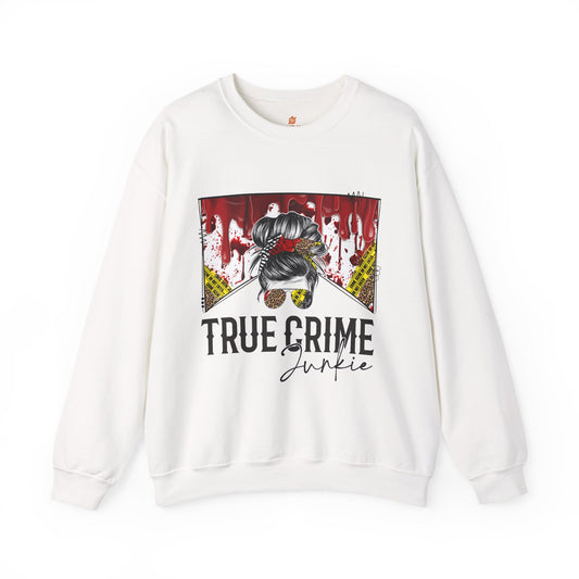 True Crime Junkie Sweatshirt, Cozy Apparel for Crime Lovers, Perfect Gift for True Crime Fans, Unisex Crewneck, Halloween, Casual Wear