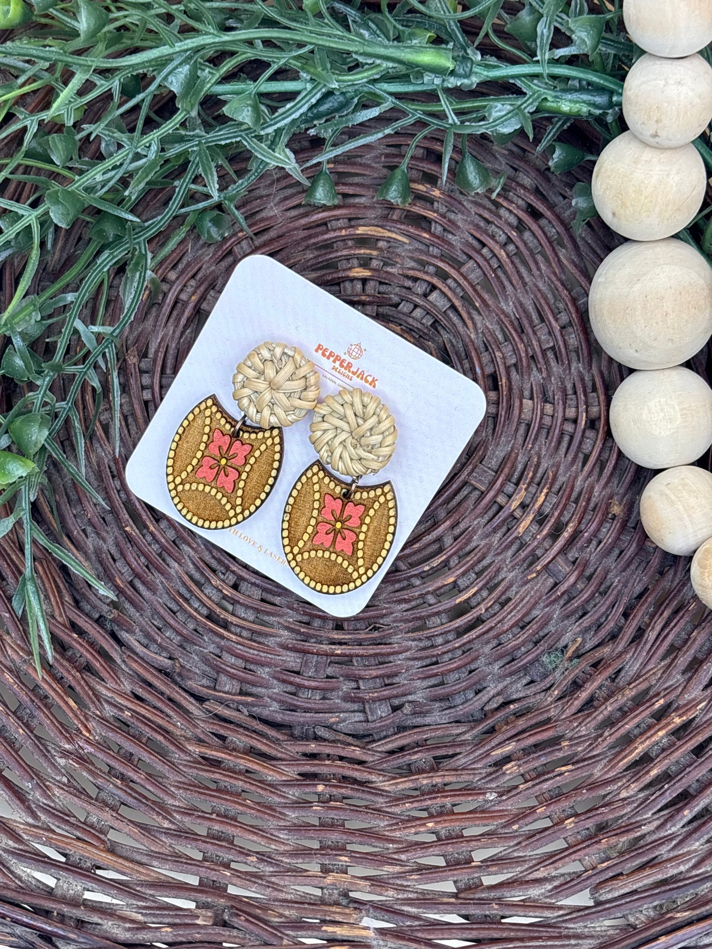 Western Style Rattan Stud Earrings