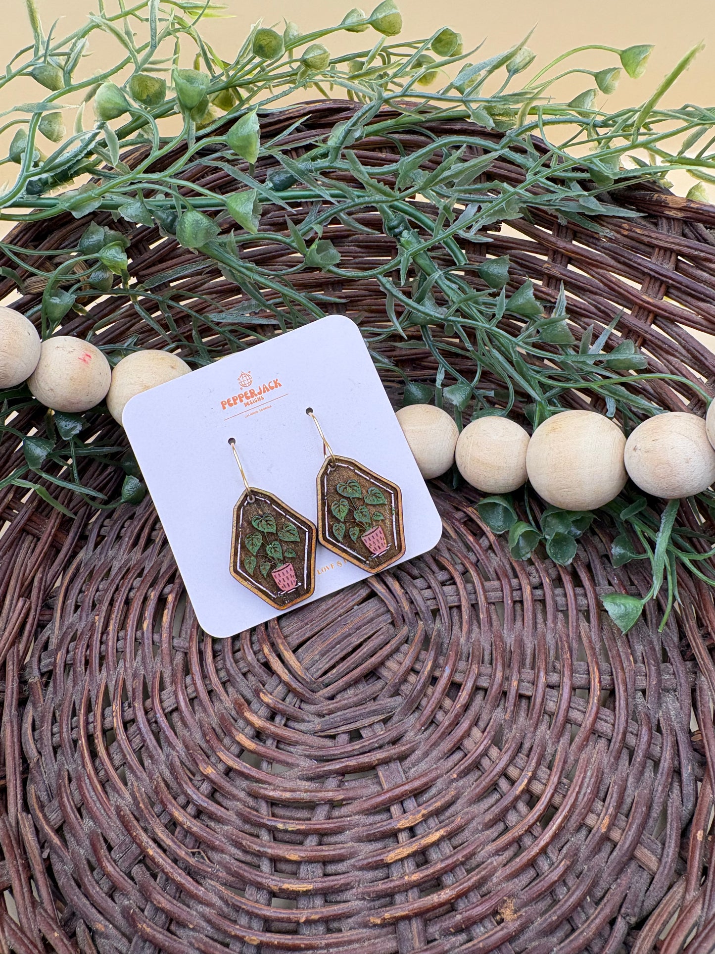 Geometric Plant Earrings