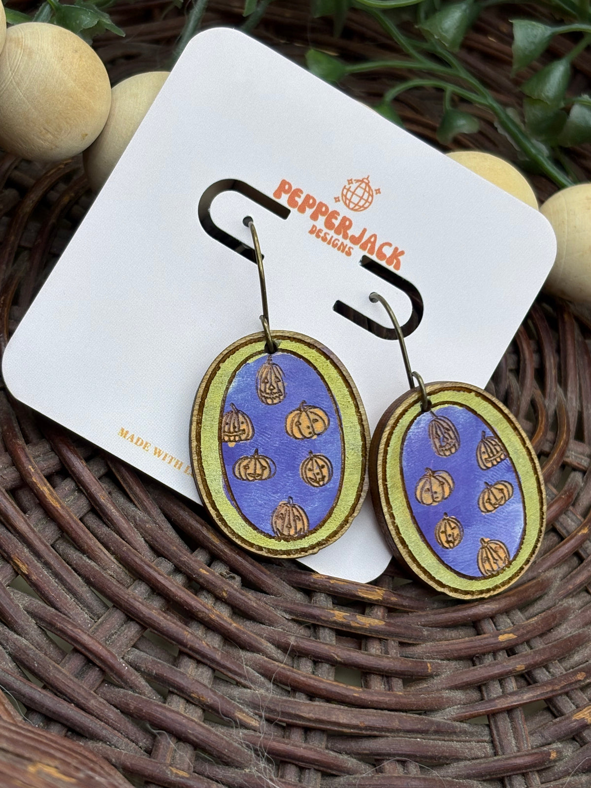 Halloween Wooden Earrings | Hand Painted Ghost Earrings | Pumpkin Earrings | Spooky Season Jewelry | Fall Earrings | Halloween Gift