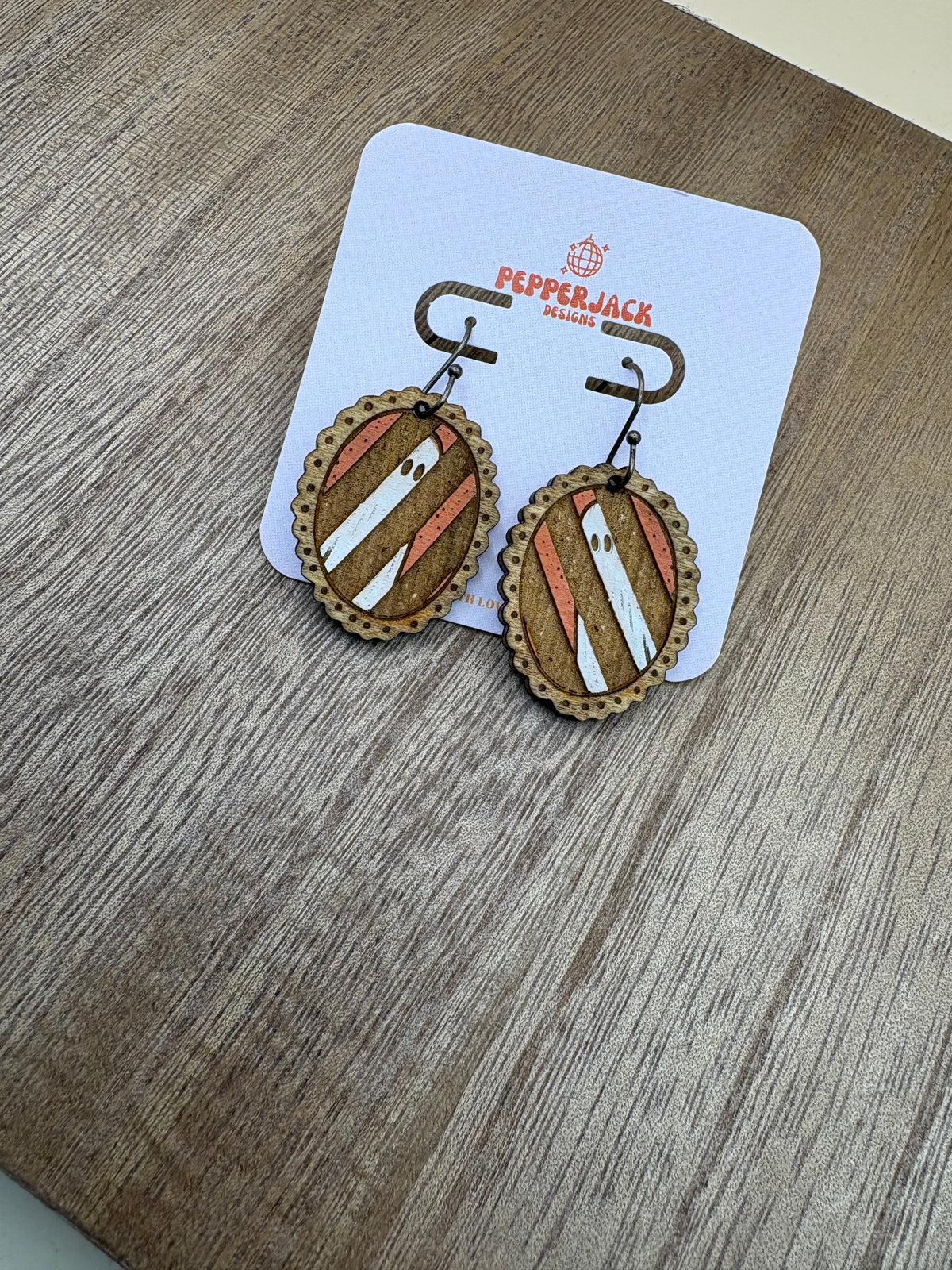 Hand Painted Ghost Earrings | Wooden Halloween Dangle Earrings | 3 Spooky Ghost Styles | Cute Halloween Jewelry | Hypoallergenic Hooks