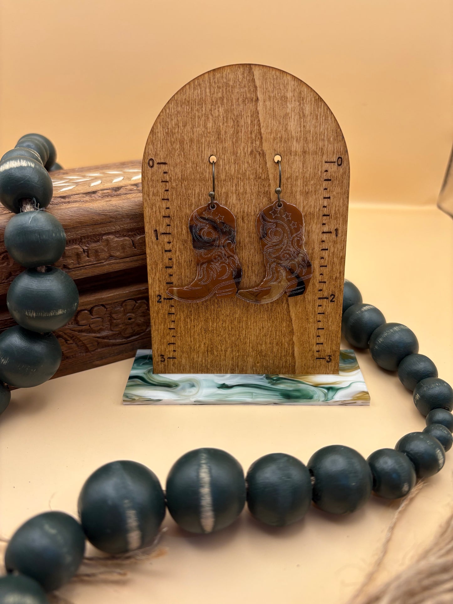 Cowboy Boot Acrylic Dangle Earrings