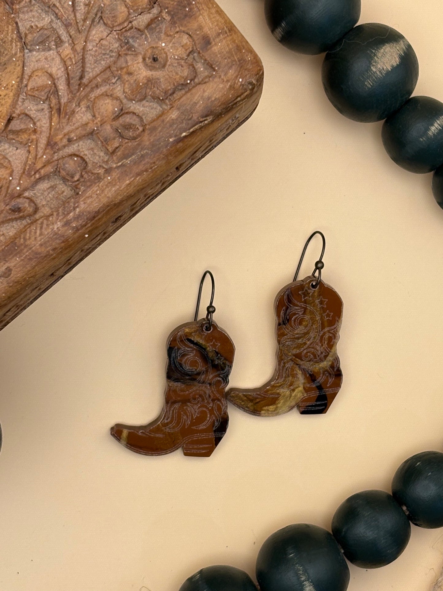 Cowboy Boot Acrylic Dangle Earrings