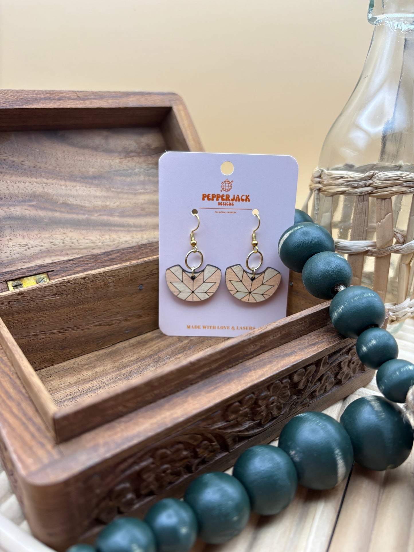 Pastel Quilt Drop Hood Earrings