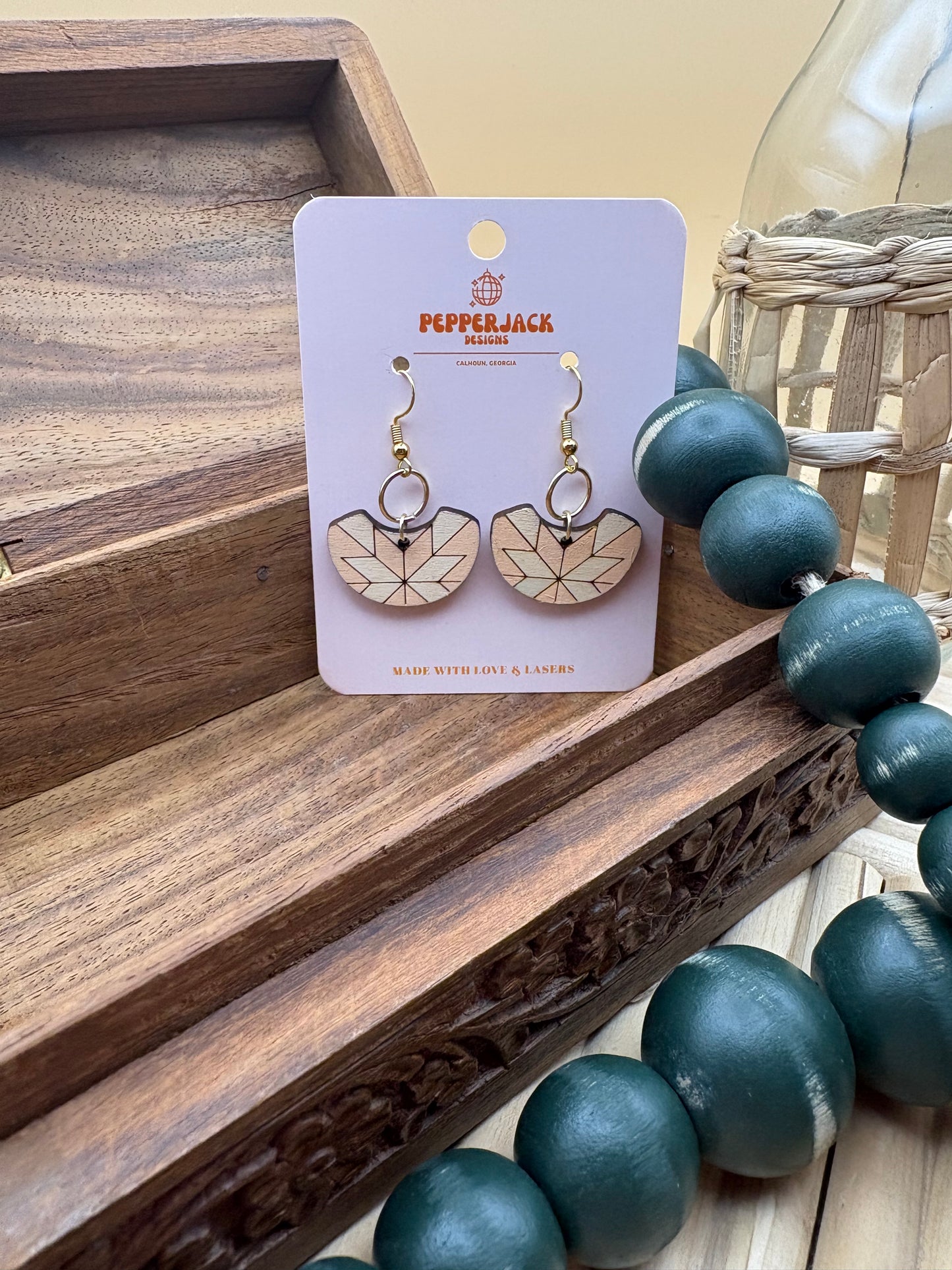 Pastel Quilt Drop Hood Earrings