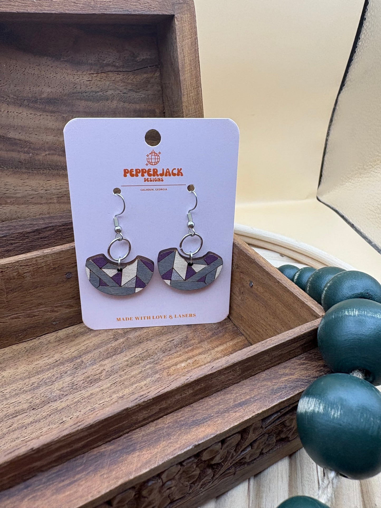 Modern Geometric Drop Hoop Earrings