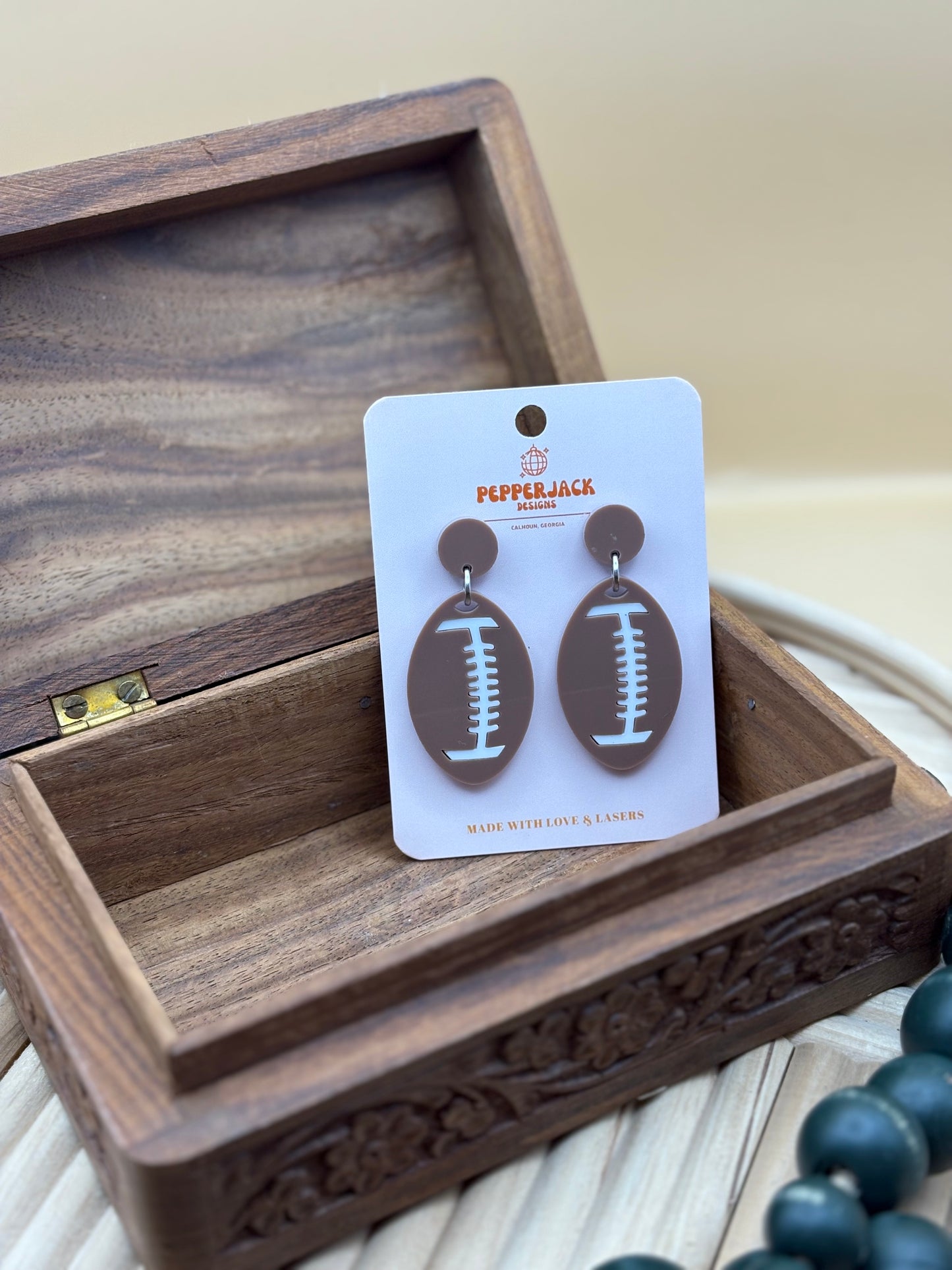 Acrylic Football Dangle Earrings