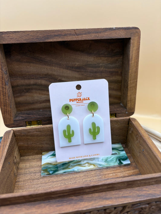 Acrylic Arch Cactus Earrings