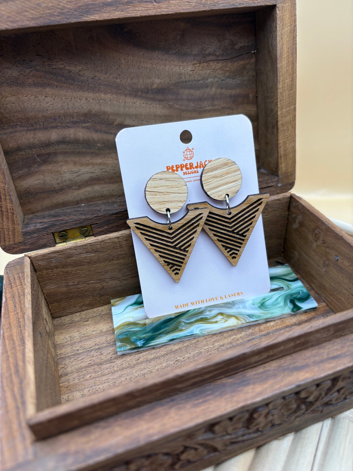 Geometric Upside Down Triangle Earrings