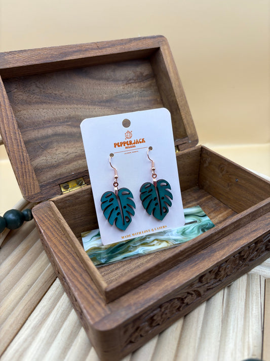 Monstera Leaf Dangle Earrings