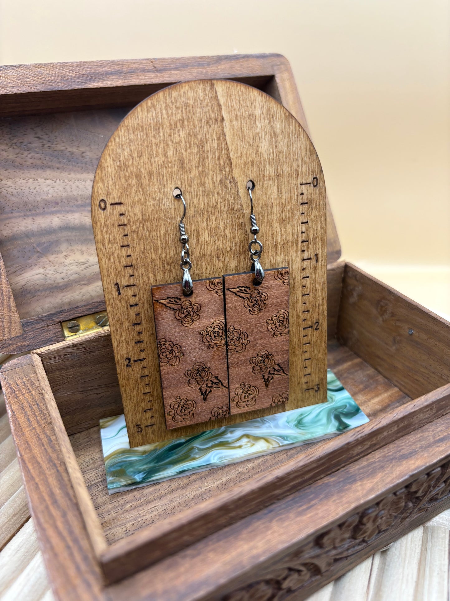 Rectangle Floral Earrings