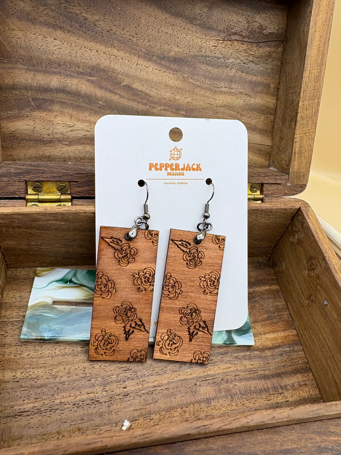 Rectangle Floral Earrings