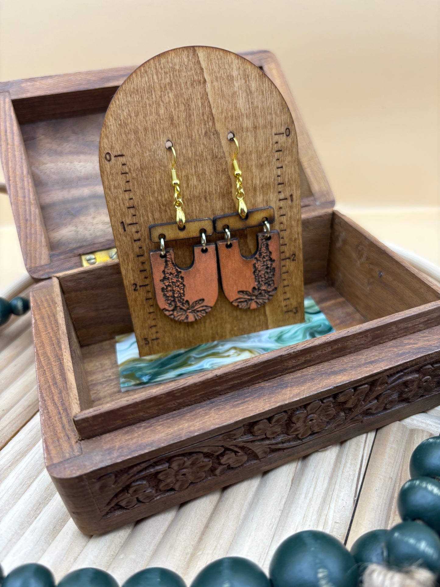 Upside Down Arch Floral Earrings - Orange