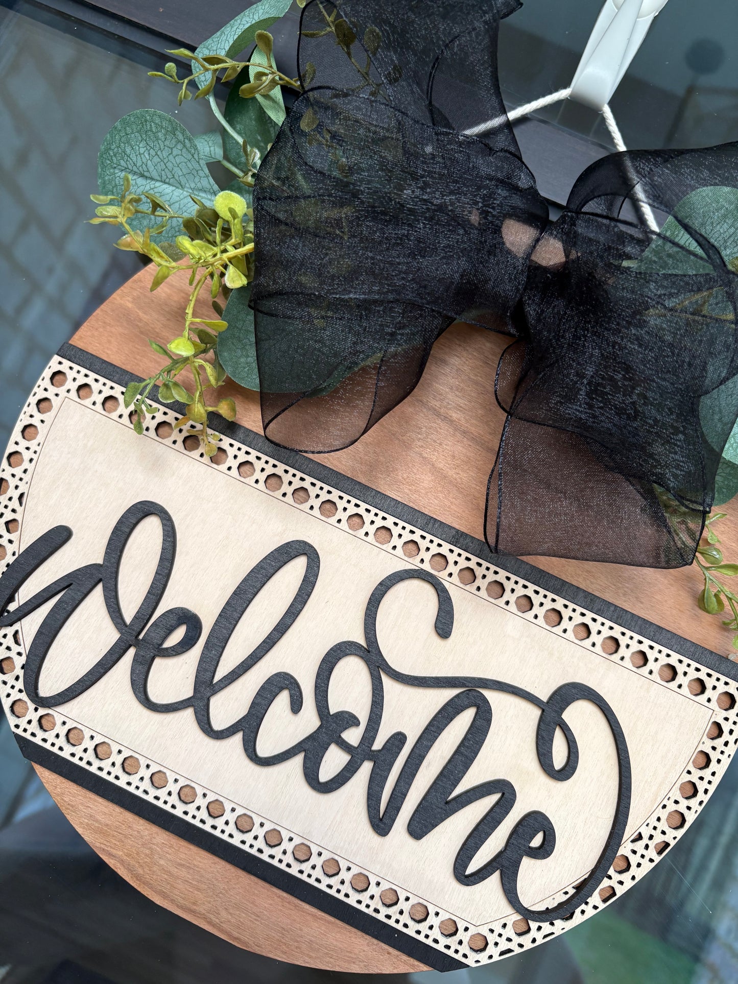 Rattan Welcome Door Hanger
