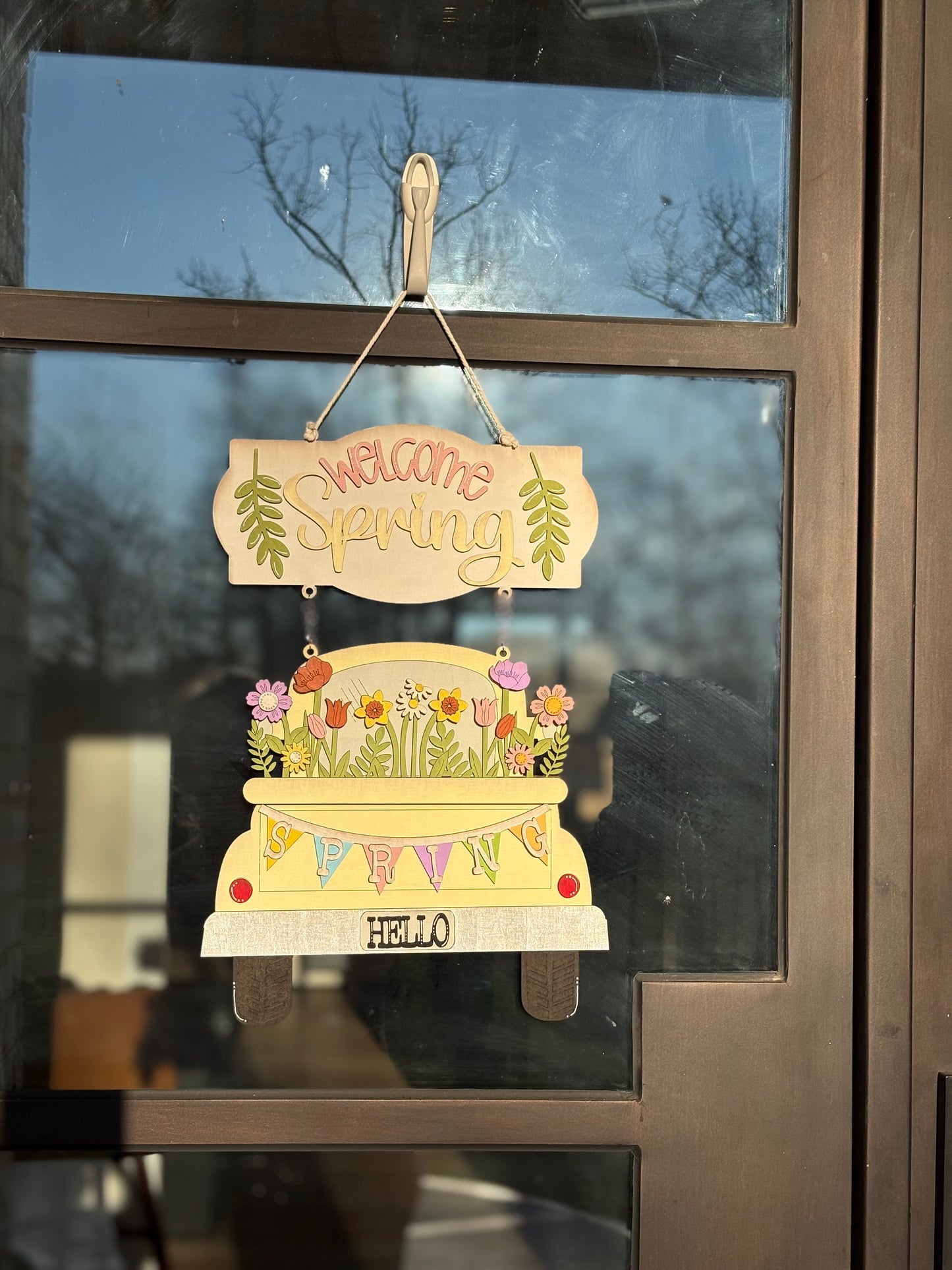 Welcome Spring Truck Door Hanger