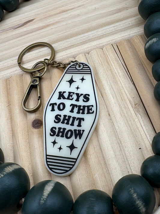 Keys To The Shit Show Motel Style Keychain