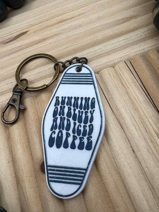 Running On Bluey & Iced Coffee Motel Style Keychain
