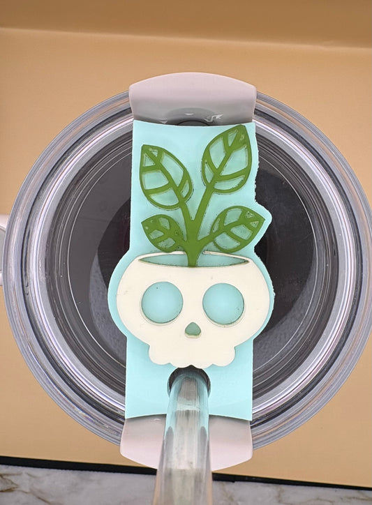 Skull Planter Tumbler Topper