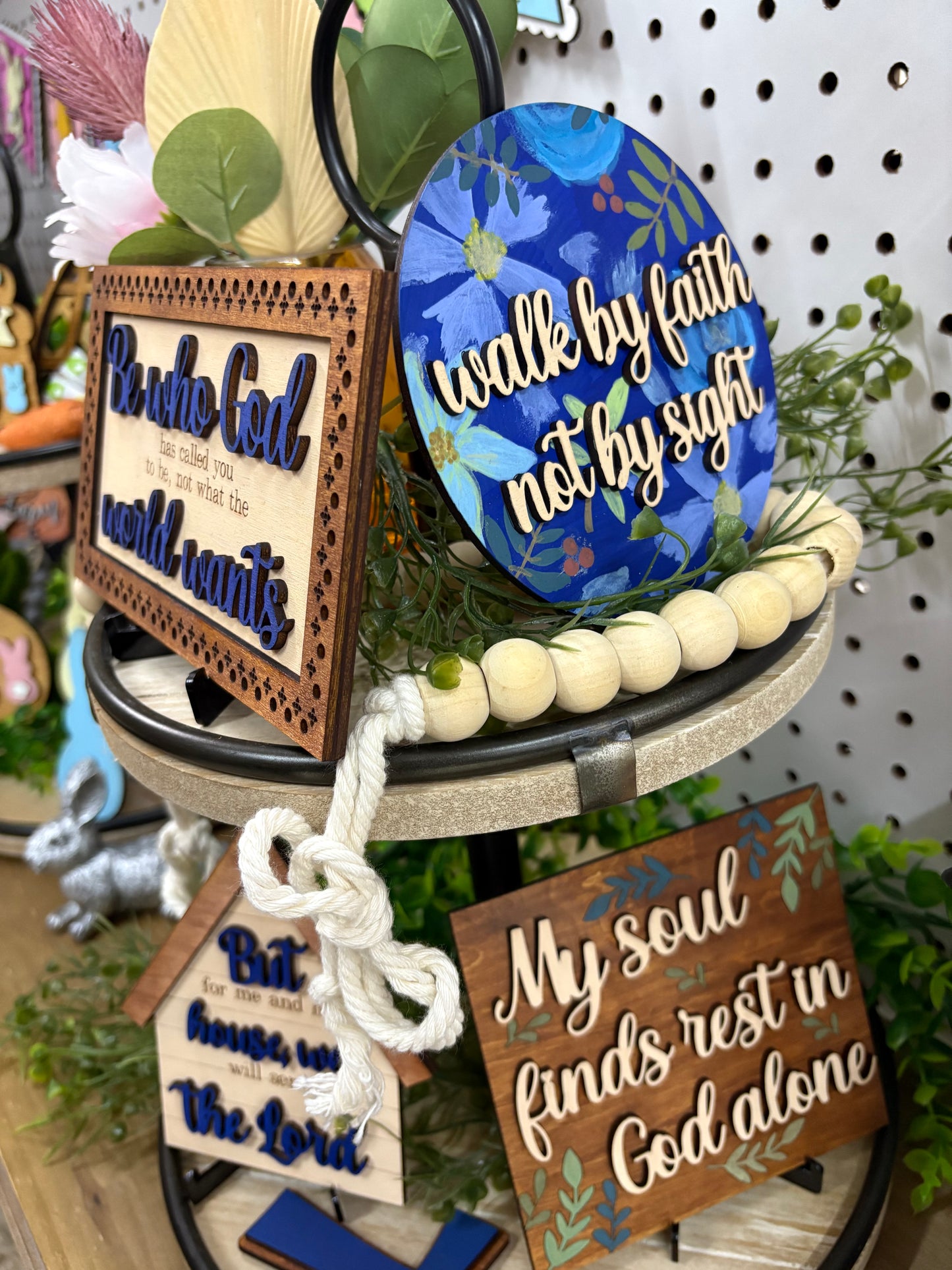 Walk By Faith Tiered Tray Sign Set