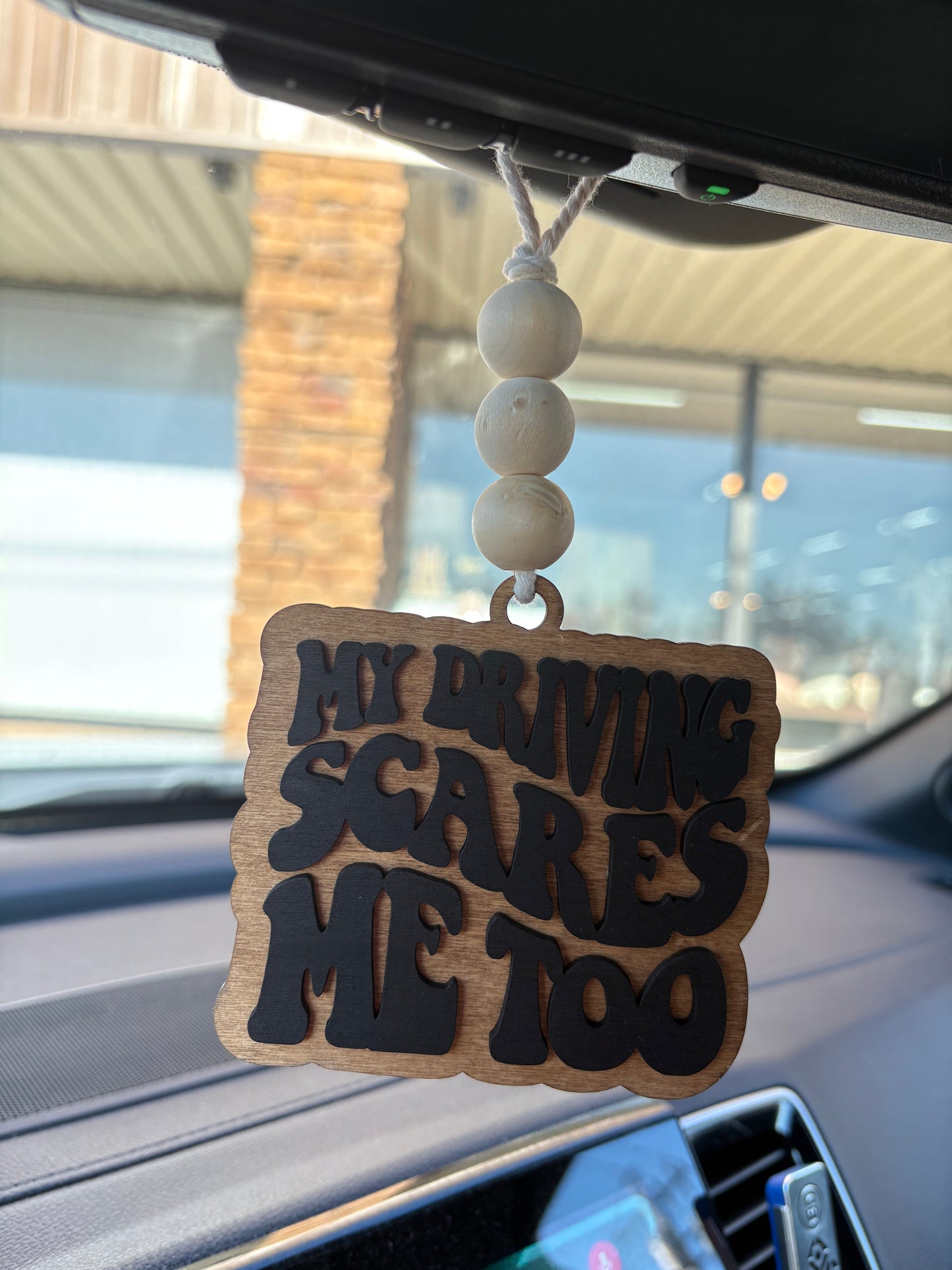 My Driving Scares Me Too Car Charm