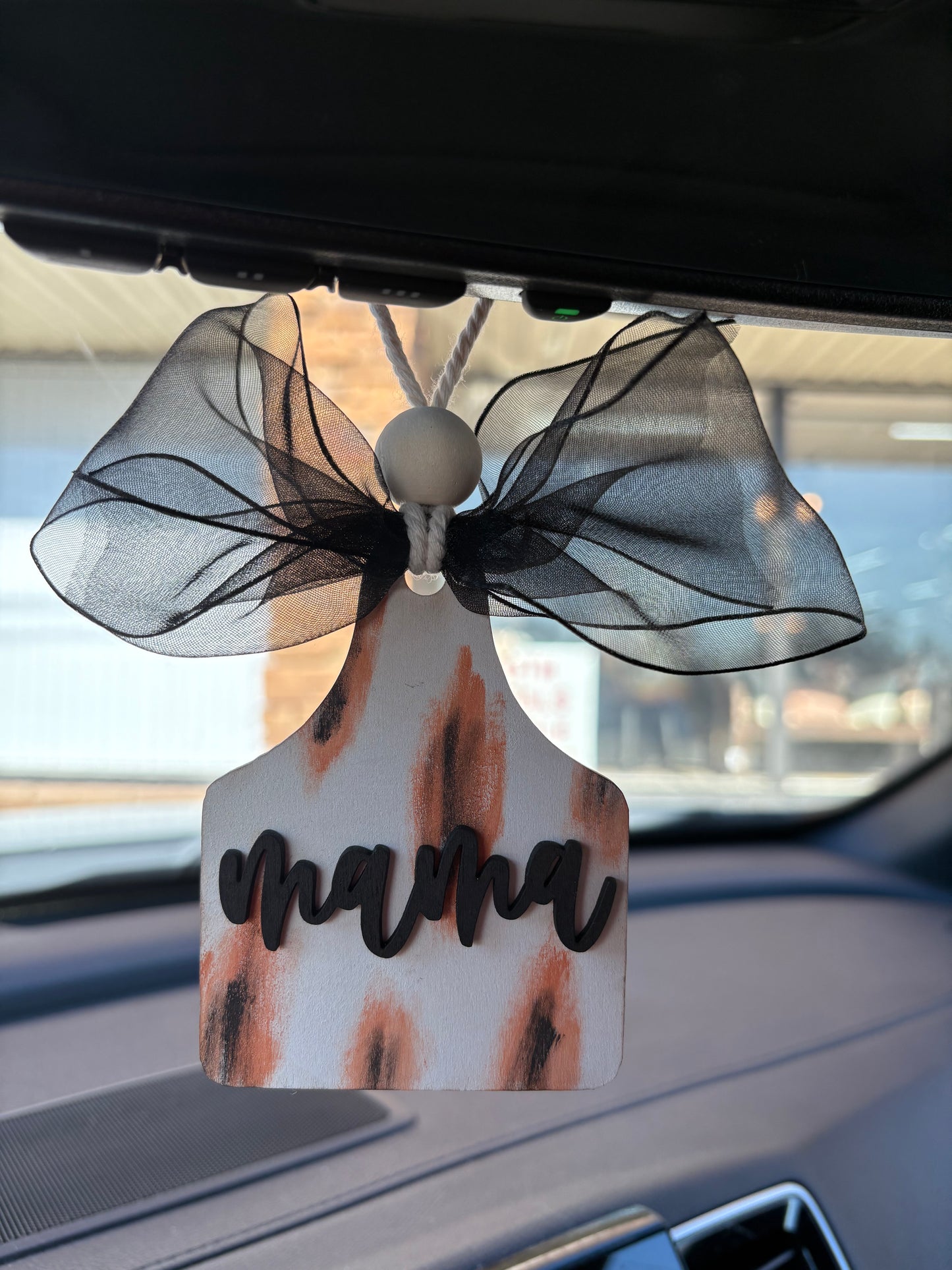 Mama Cow Tag Car Charm