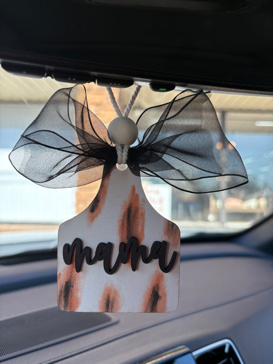 Mama Cow Tag Car Charm
