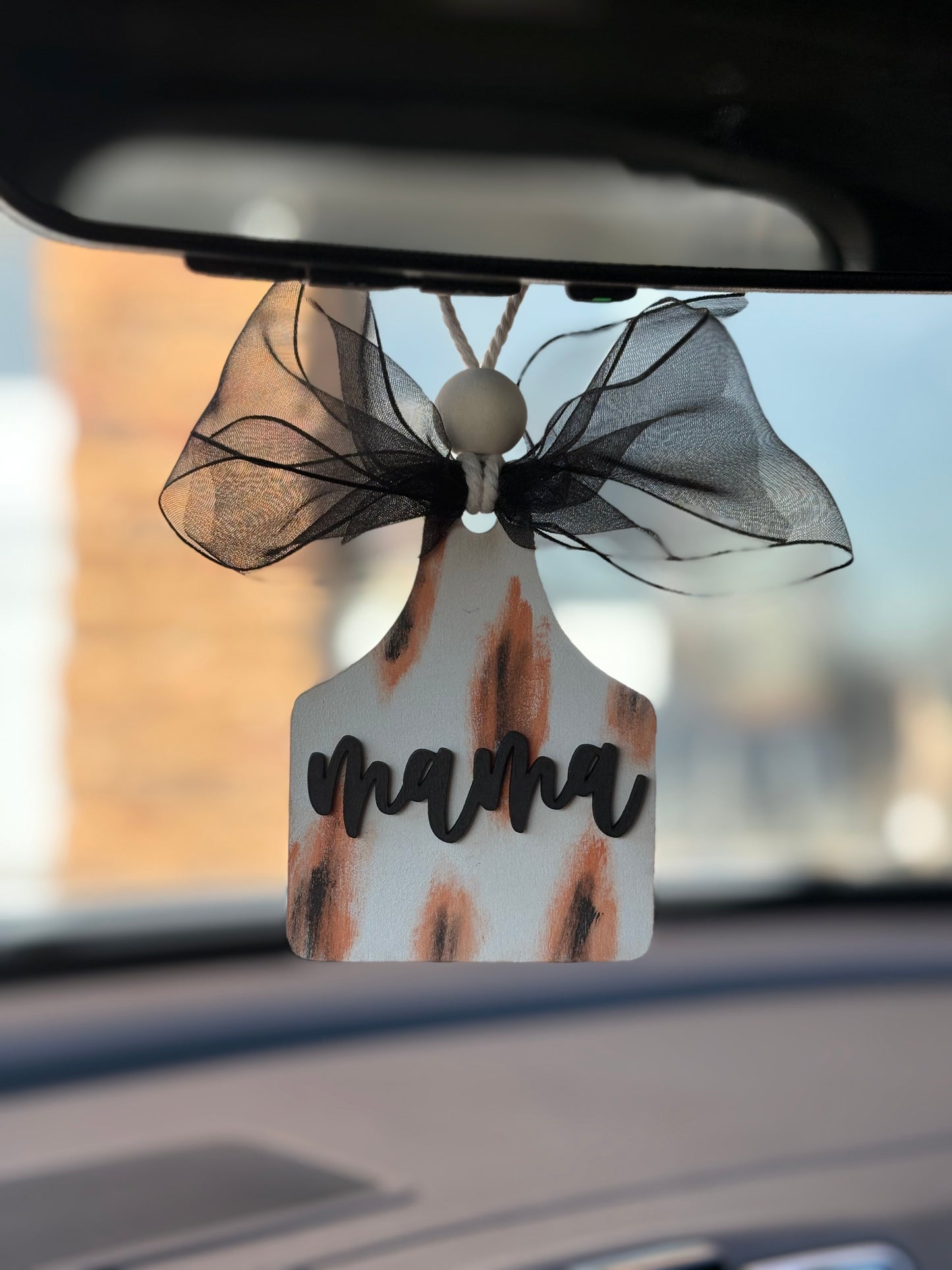 Mama Cow Tag Car Charm