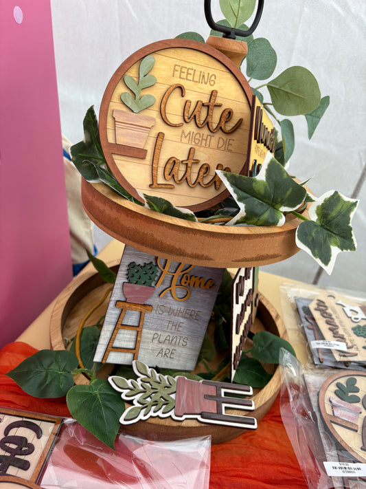 Namaste House Plants Tiered Tray Decor Set