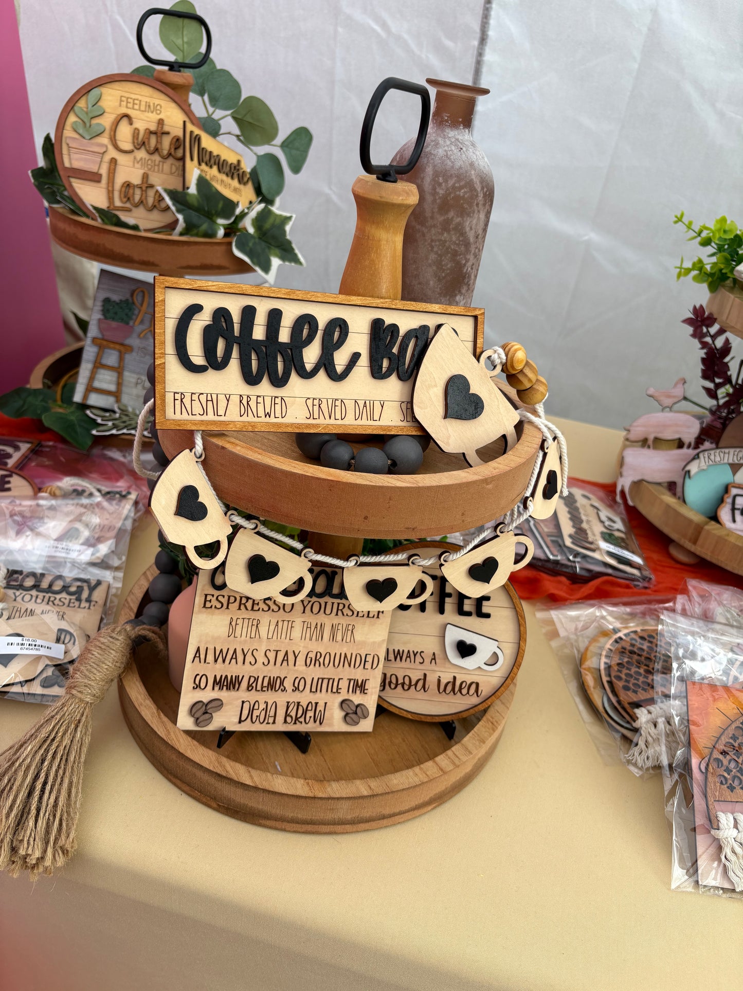 Coffee Bar Tiered Tray Decor Set