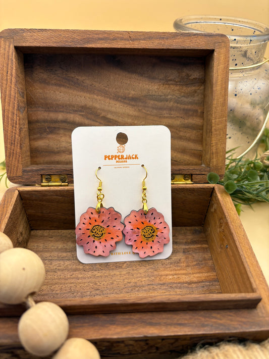 Watercolor Boho Flower Earrings