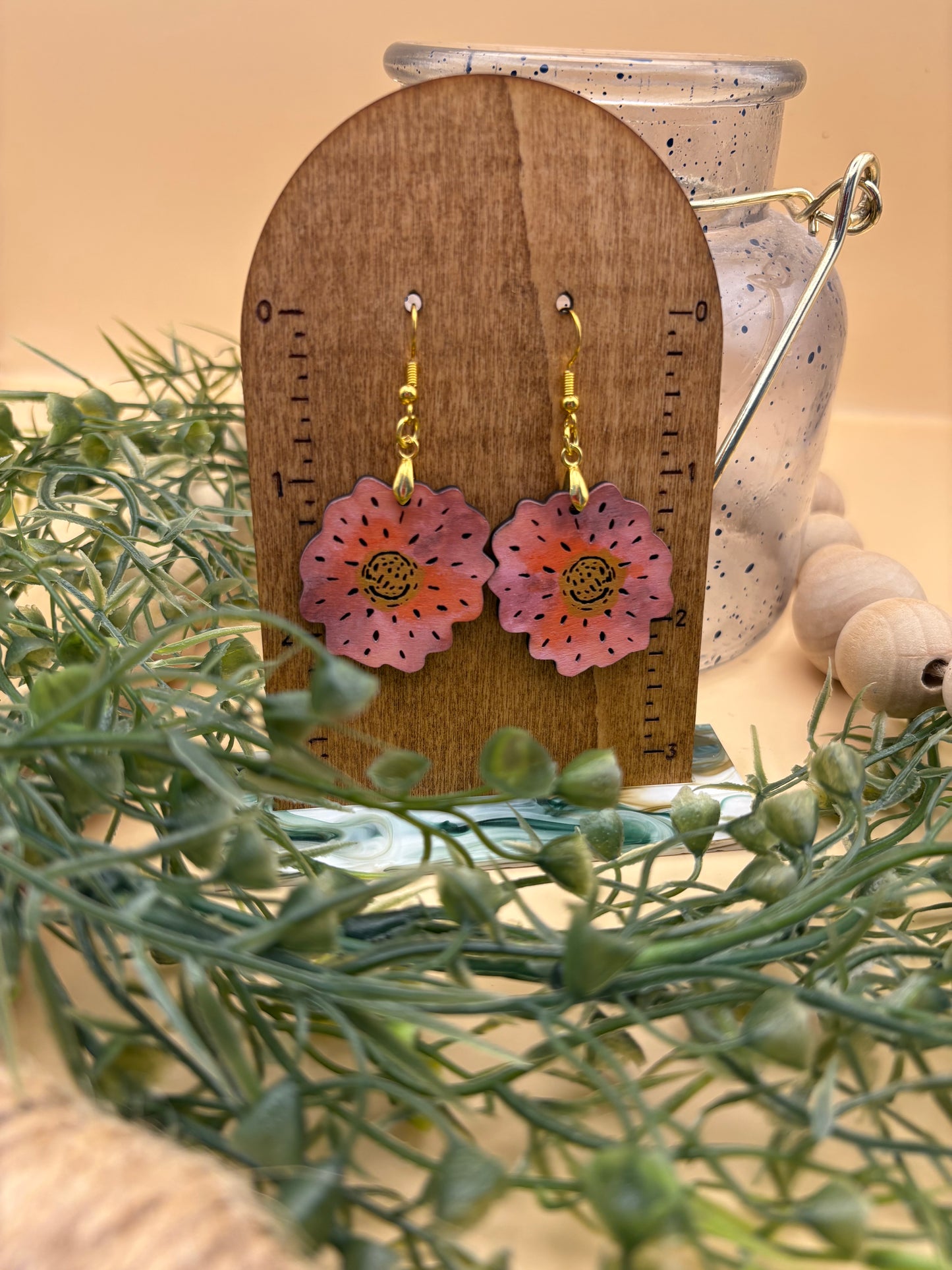 Watercolor Boho Flower Earrings