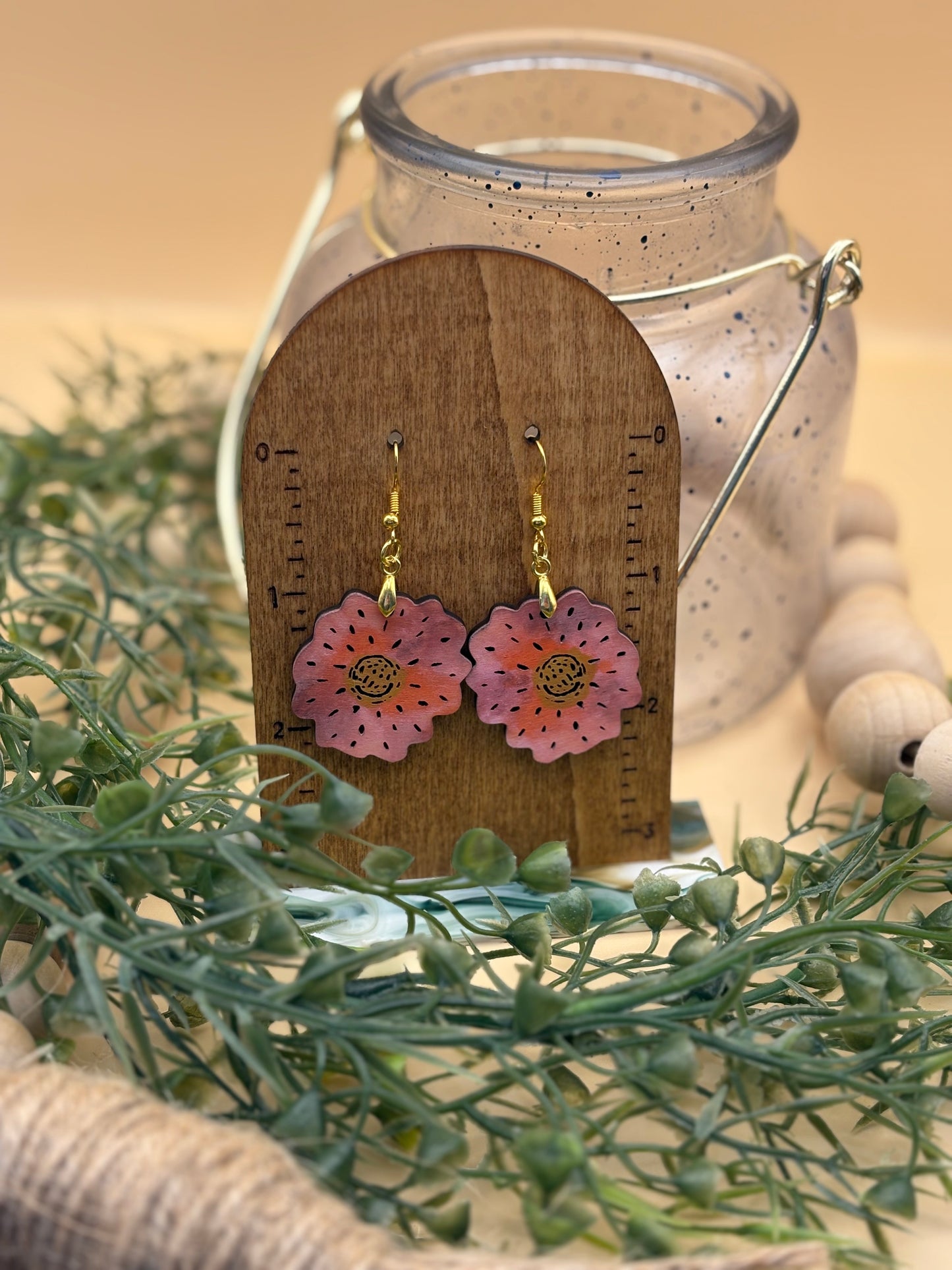 Watercolor Boho Flower Earrings