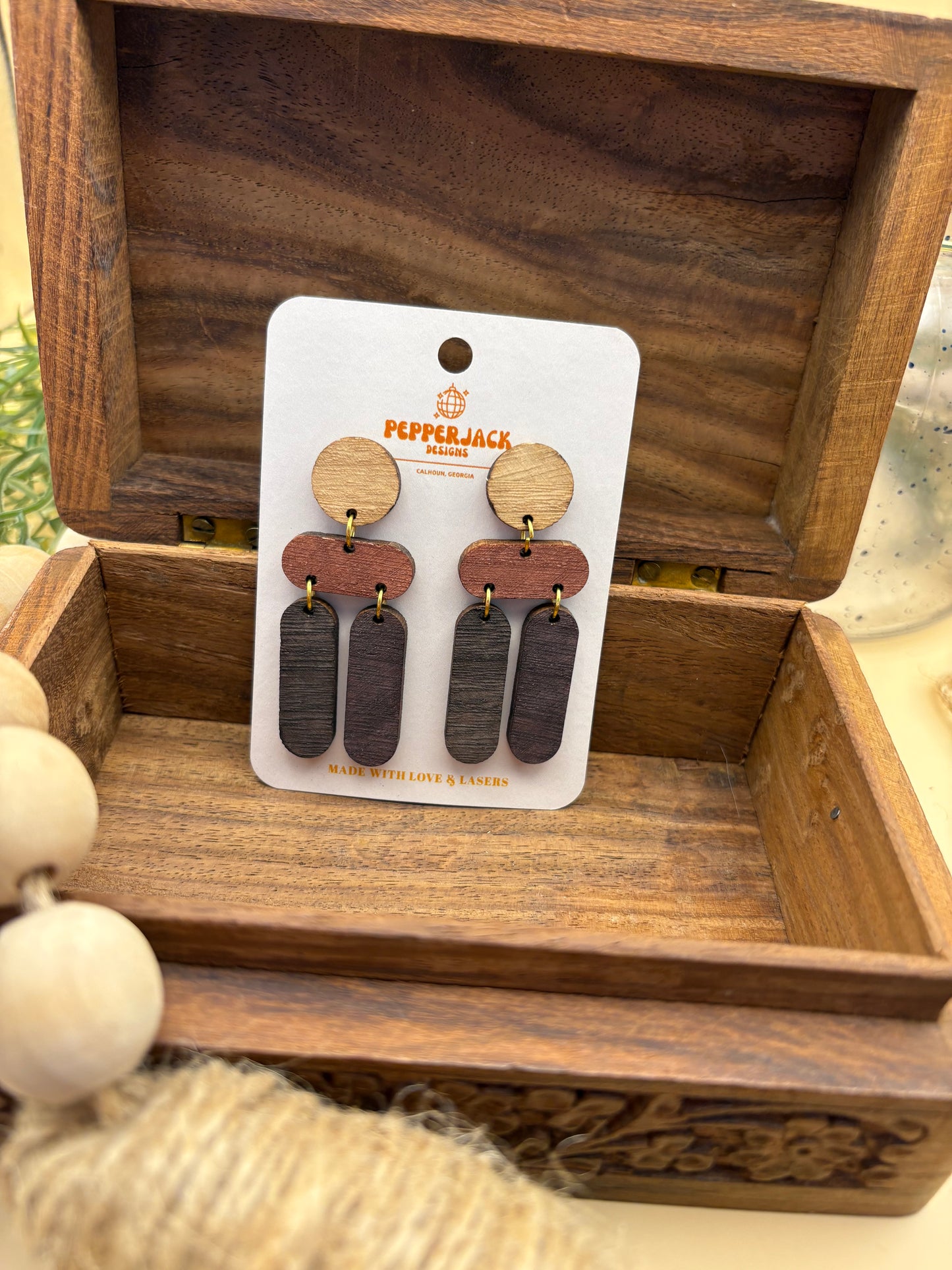 Geometric w/ 2 long ovals Earrings