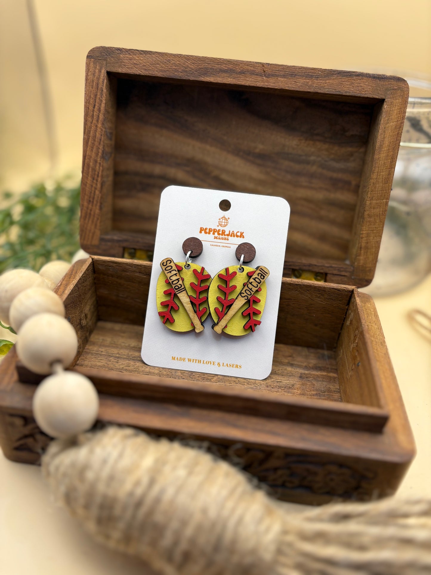 Softball Bat Dangle Earrings