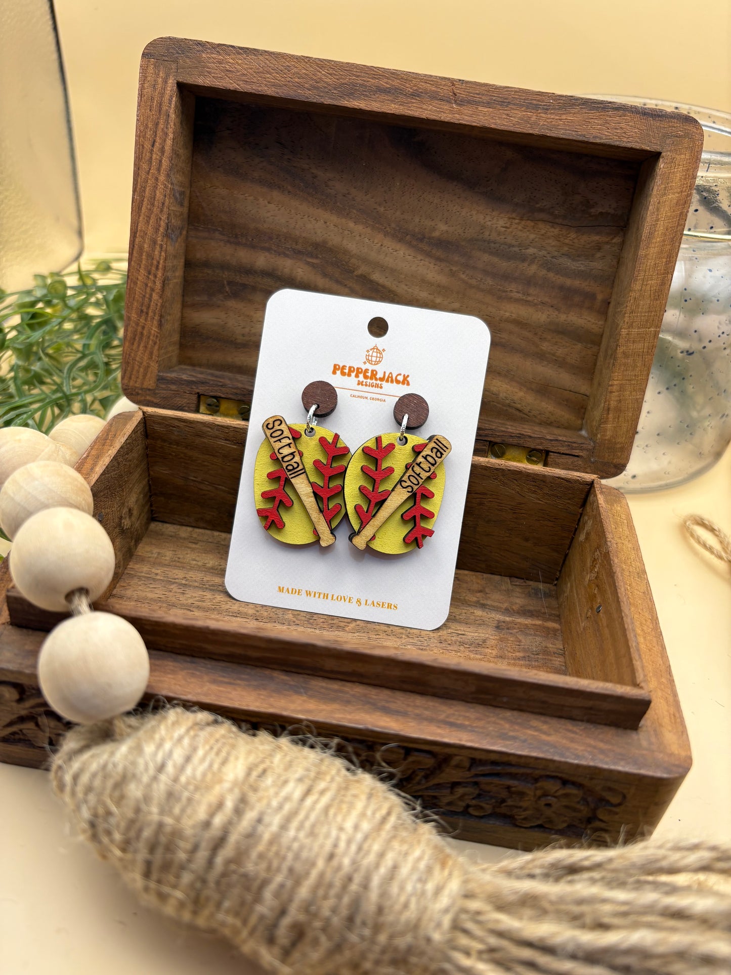 Softball Bat Dangle Earrings