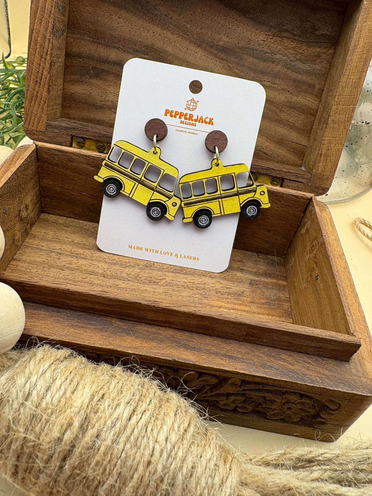 School Bus Dangle Earrings