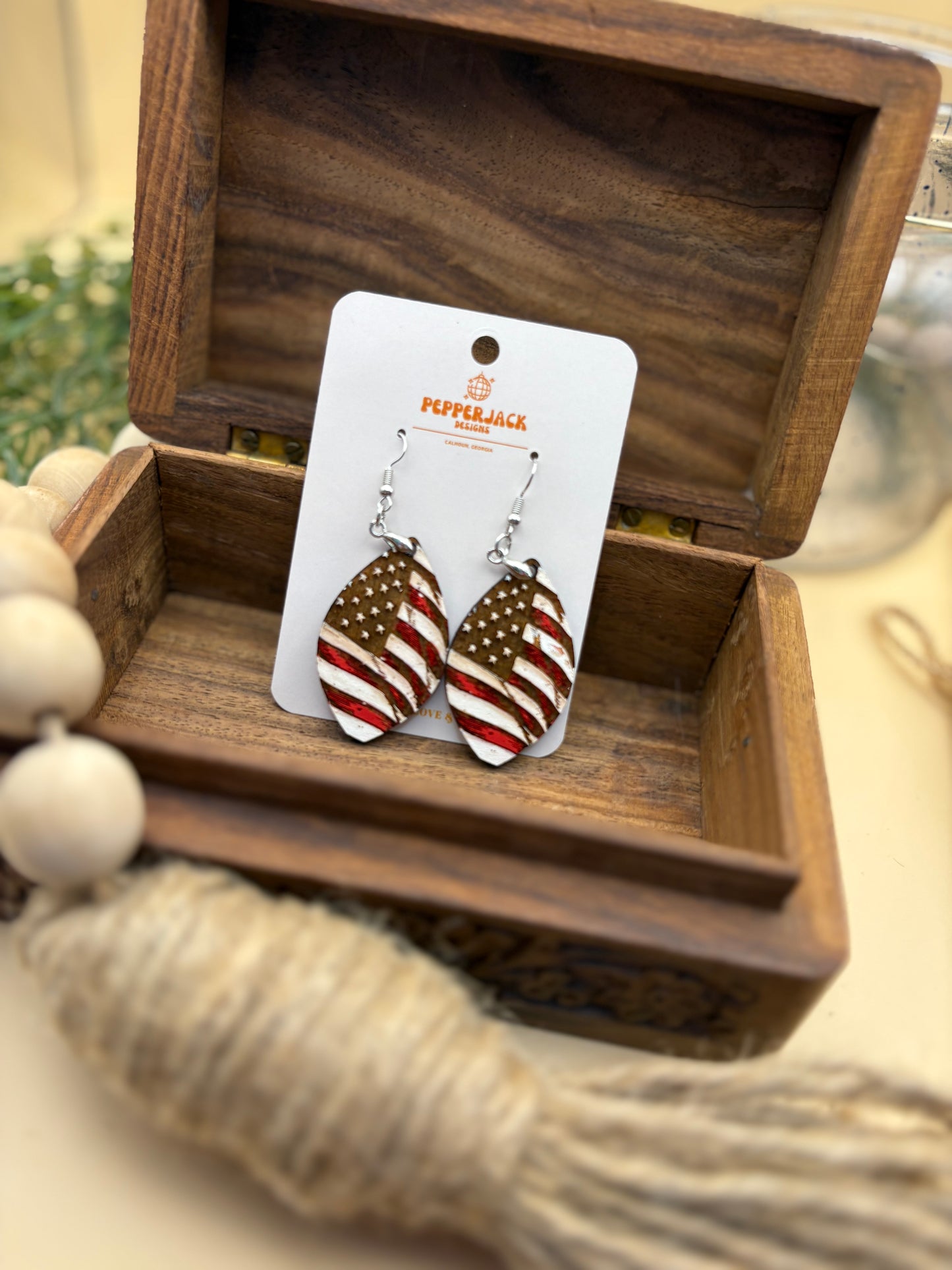 Engraved Flag Earrings