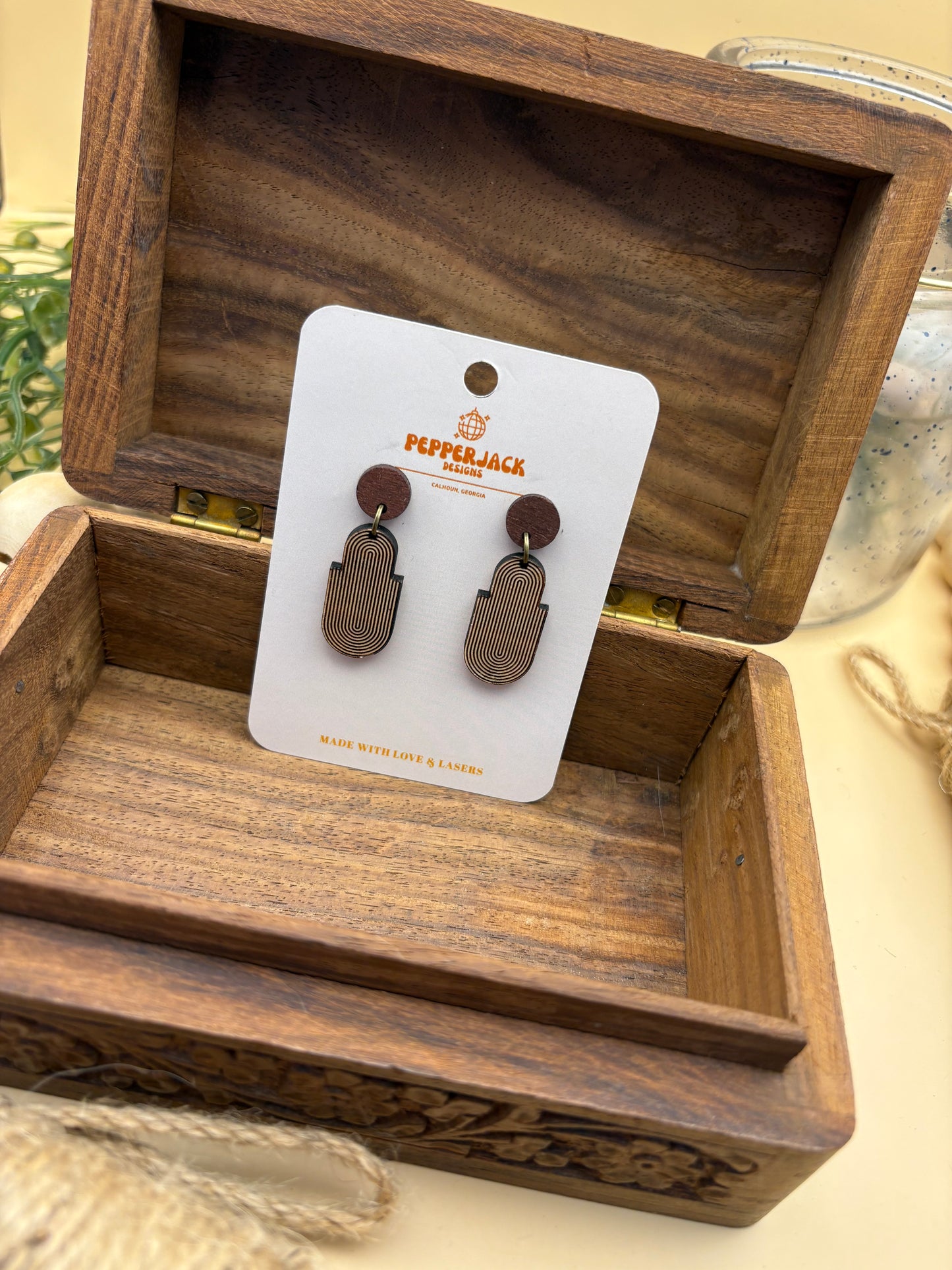 Engraved Lines Oval Drop Earrings