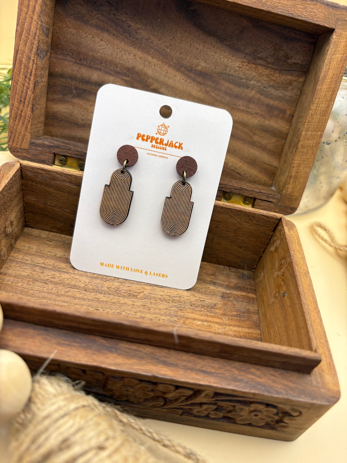 Engraved Lines Oval Drop Earrings