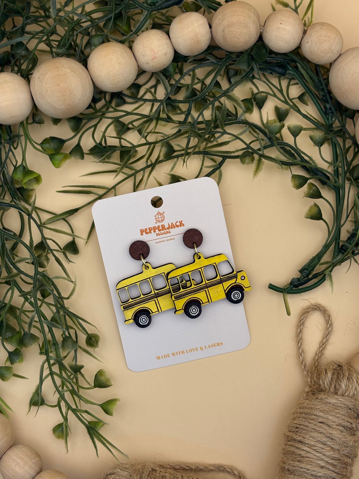 School Bus Dangle Earrings