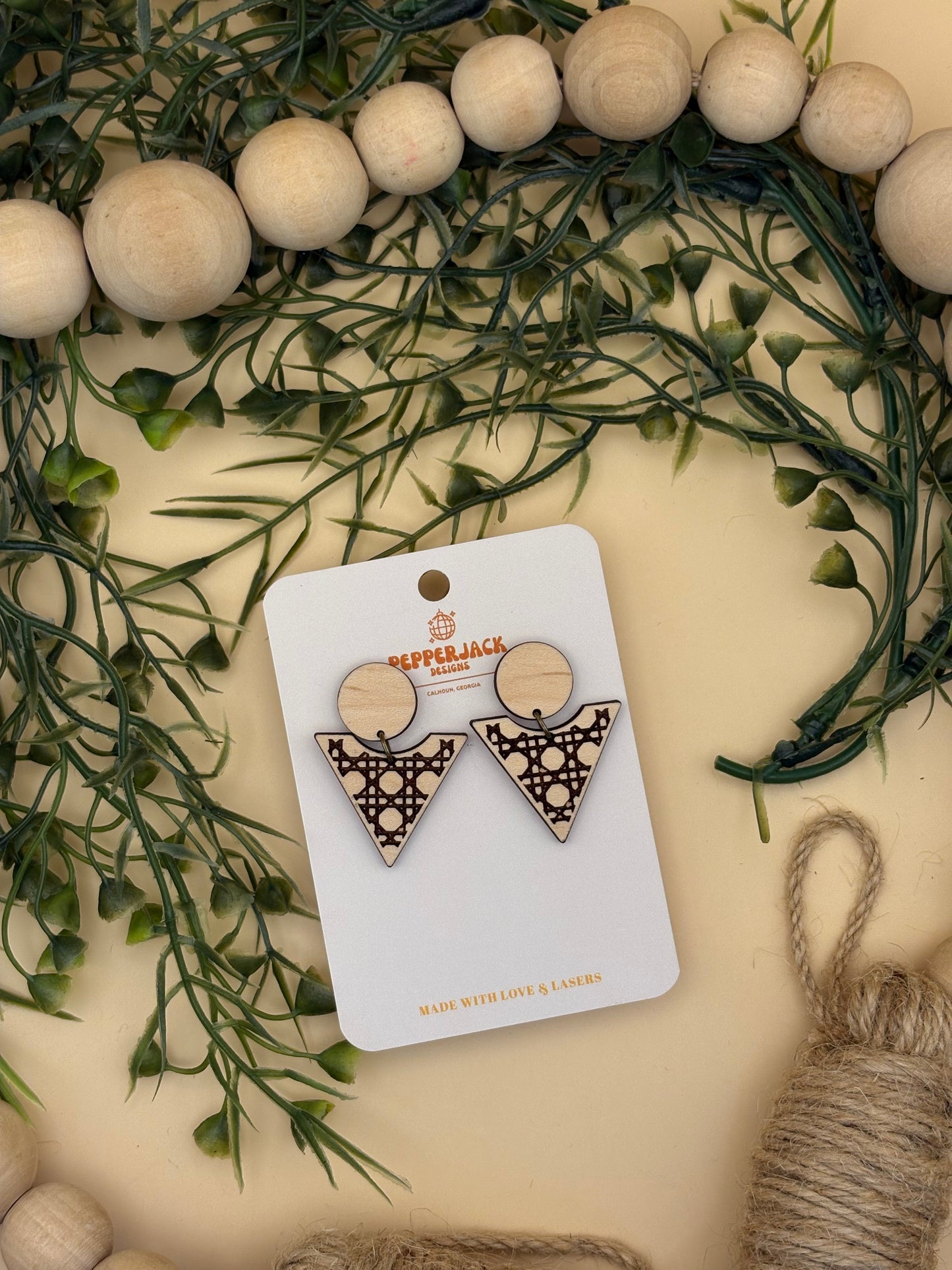 Rattan Triangle Earrings