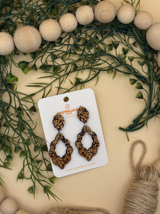 Floral Engraved Scallop Earrings