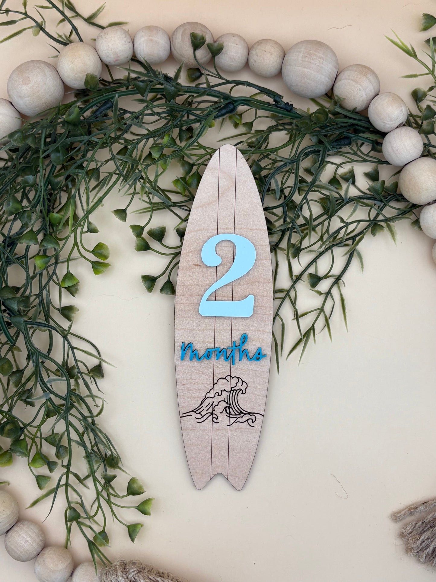 Surfboard Monthly Baby Milestone Marker Signs