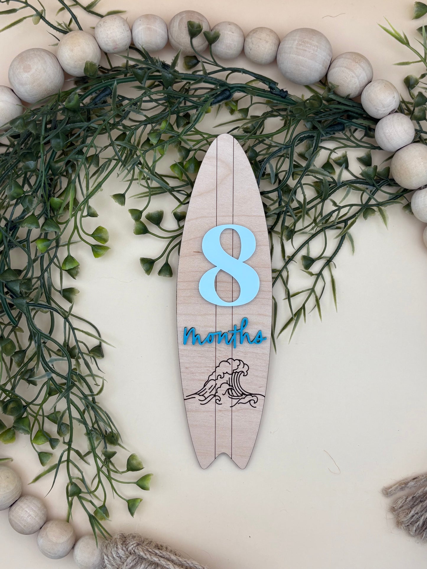 Surfboard Monthly Baby Milestone Marker Signs
