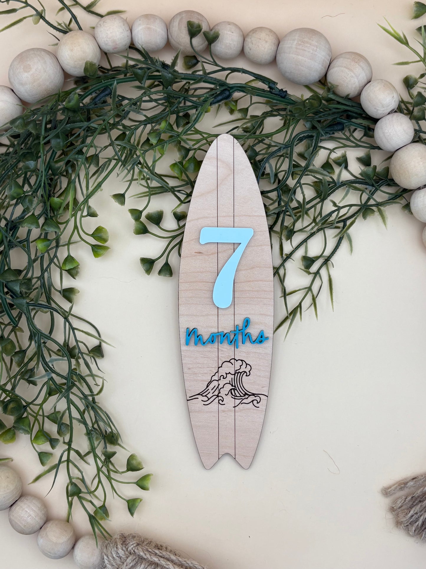 Surfboard Monthly Baby Milestone Marker Signs