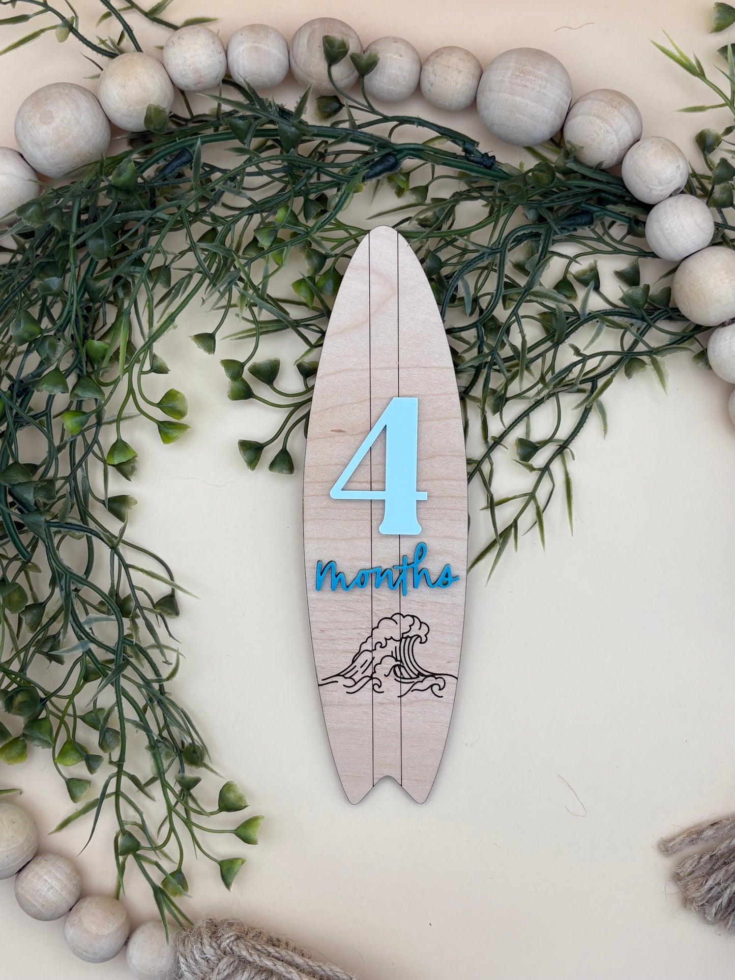 Surfboard Monthly Baby Milestone Marker Signs