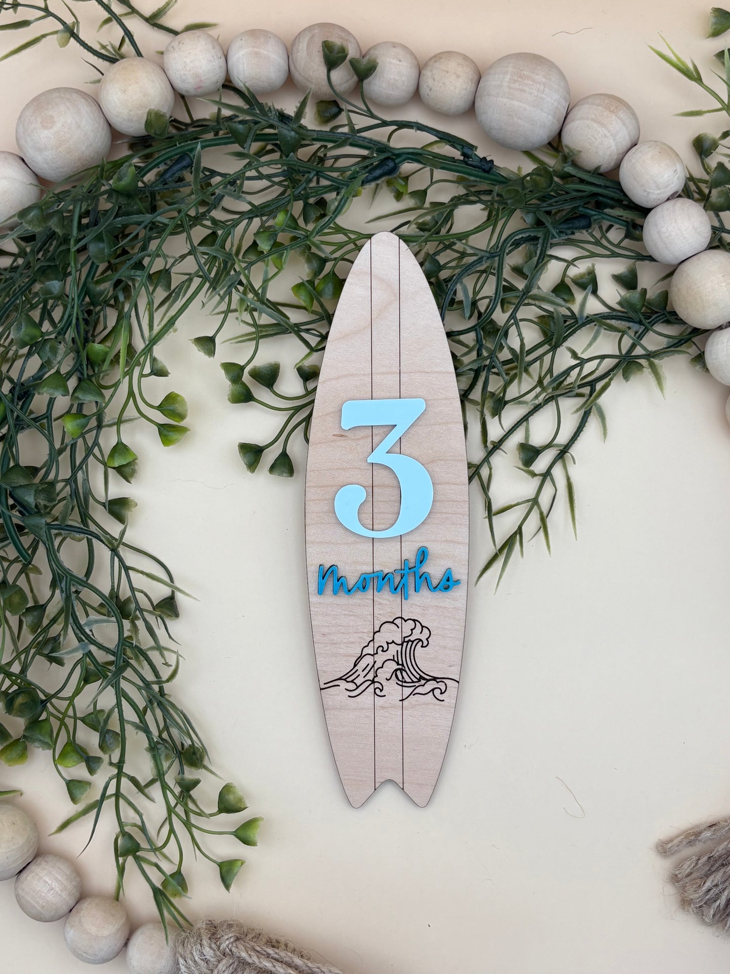 Surfboard Monthly Baby Milestone Marker Signs